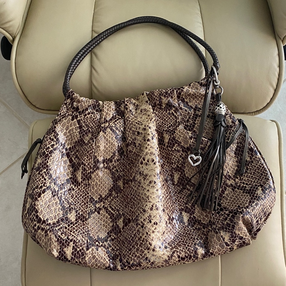 Brighton Brown Snake Print Shoulder Bag